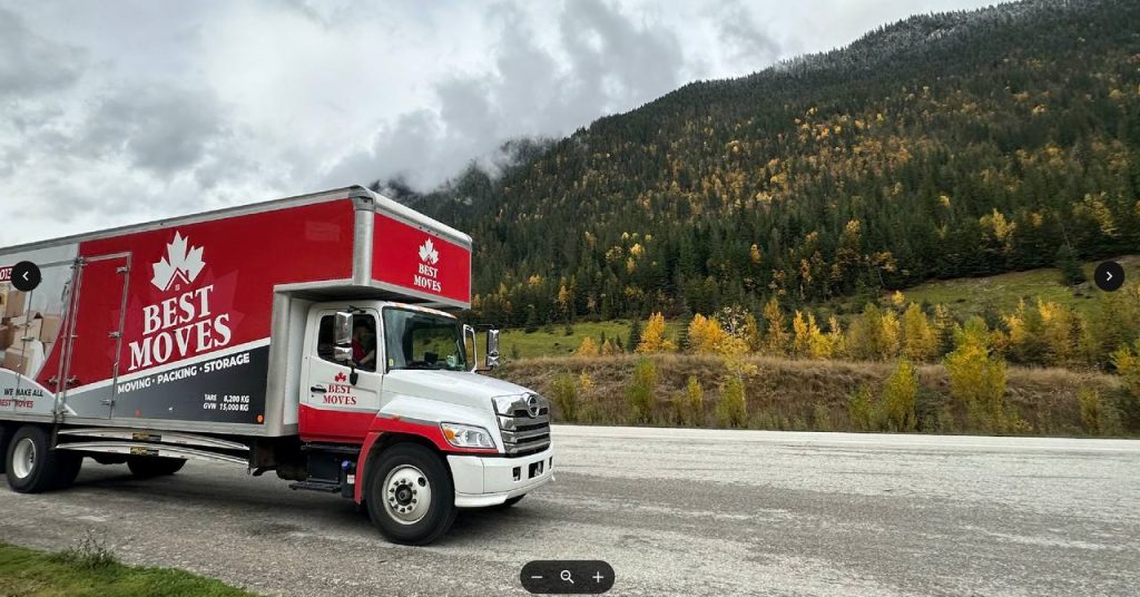 Best Moves Calgary moving truck parked during Airdrie relocation